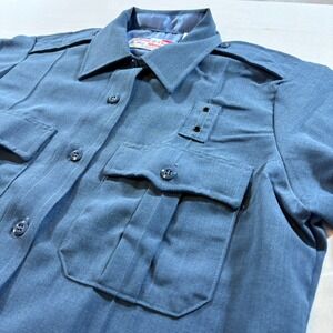 Flying Cross Deluxe Wool Blend Short Sleeve Uniform Shirt Blue 36 155R8726 USA